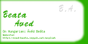 beata aved business card