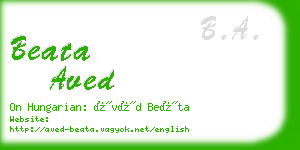 beata aved business card